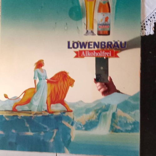 Antique Lowenbrau beer glass advertising 1980-85 like new