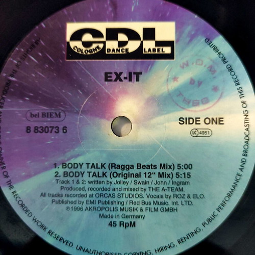 Ex-It Body Talk 12'' vinyl used, original 1996 electronic single