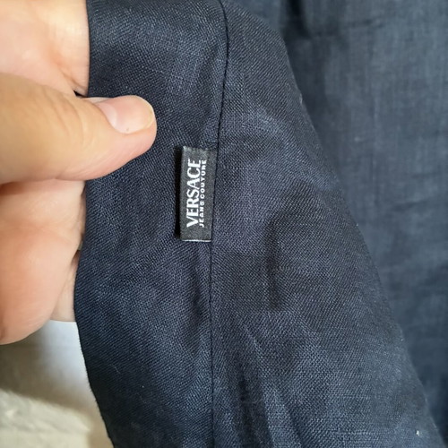 Versace linen shirt very dark blue XXL like new