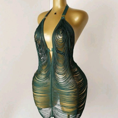 Beach dress green cypress color, new, size M
