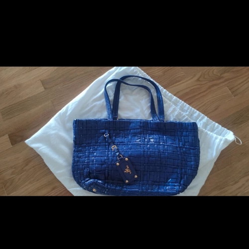 Prada Iris Vernice Weave Patent Leather Shoulder Tote, purple