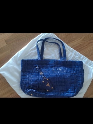 Prada Iris Vernice Weave Patent Leather Shoulder Tote, purple