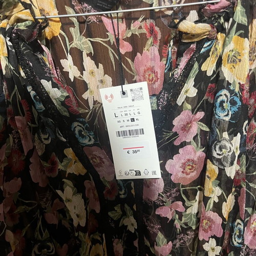 Φόρεμα φλοράλ Zara καινούργιο large με ζώνη, στενή γραμμή