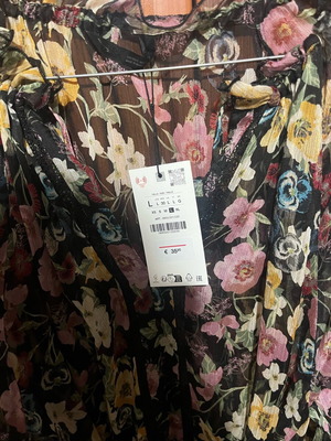 Φόρεμα φλοράλ Zara καινούργιο large με ζώνη, στενή γραμμή