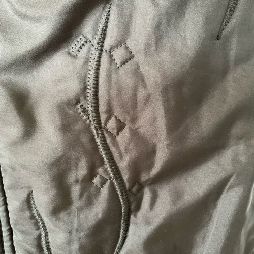 Women's Midi Quilted Jacket with Decorative Stitching and Hood black like new