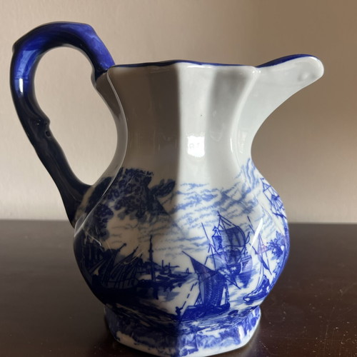 Vintage Victoria Ware Ironstone jug blue and white porcelain