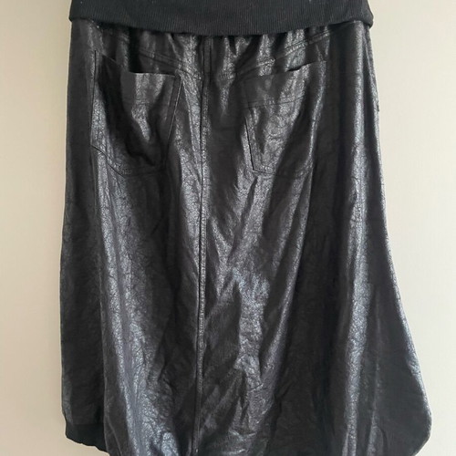 Attrattivo black crinkled asymmetric midi skirt like new, size Small
