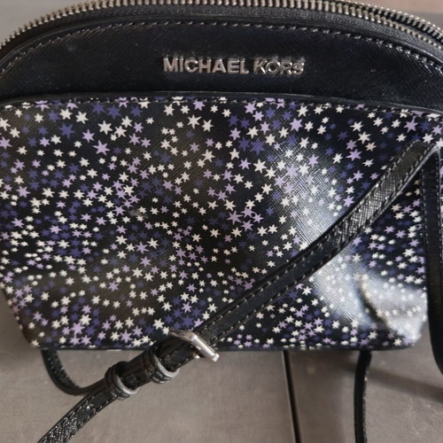 Michael Kors crossbody bag new black with star pattern and silver chains