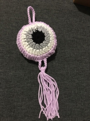 Handmade knitted eye 9x9 cm lilac in gift packaging new