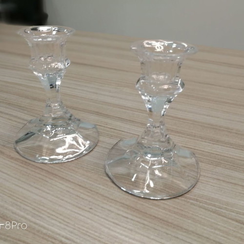 Glass candle holder used set of 2 pieces