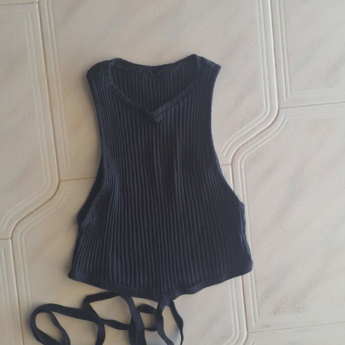 Zara Black Ribbed Wrap Tie Crop Top like new, XS