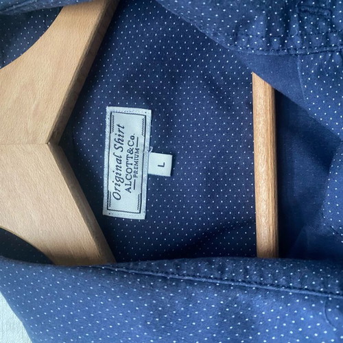 Alcott shirt blue with micro polka dots, like new, size L