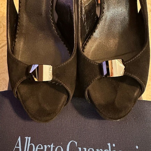 Alberto Guardiani black suede sandals like new, 10cm heel