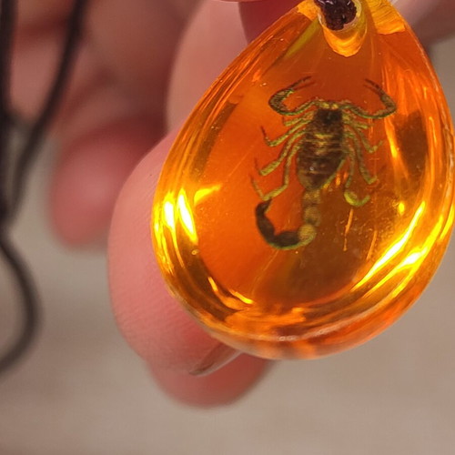 Amber necklace with Scorpio pendant new