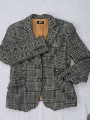 Women's vintage wool jacket like new, size S-M, gray and black