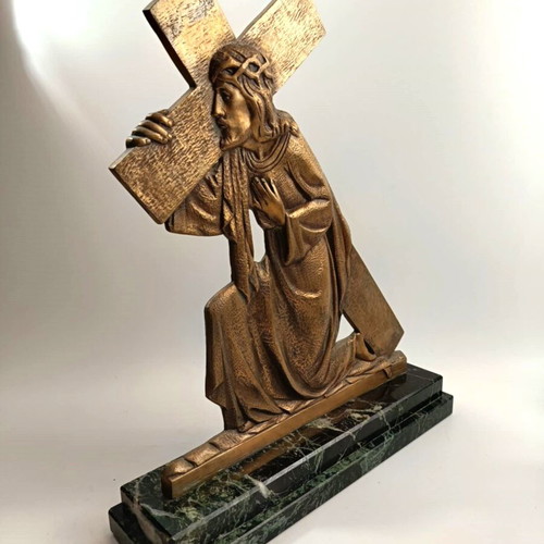 Antique large bronze religious sculpture like new