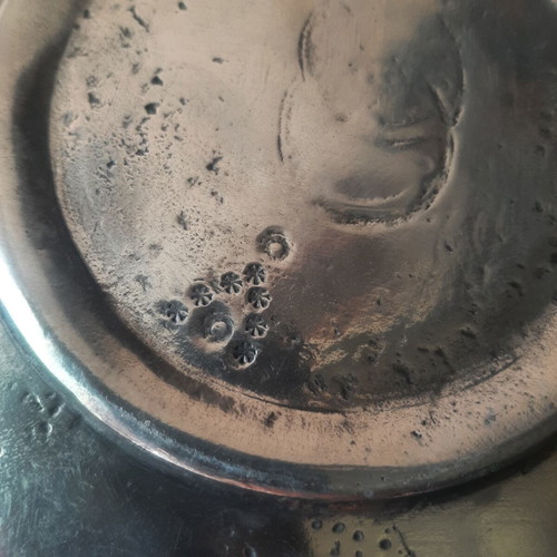 Antique Pewter Bowl with Movable Handle, Like New