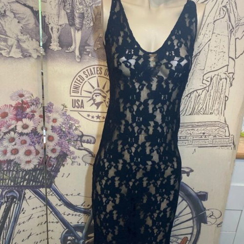 Lace dress black, like new, fits S-M