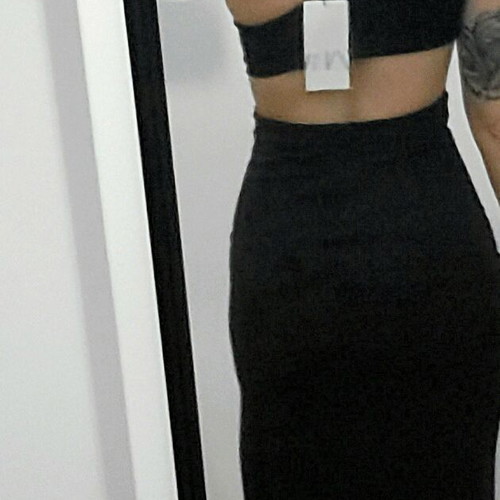 Zara black dress with slit and back opening, new