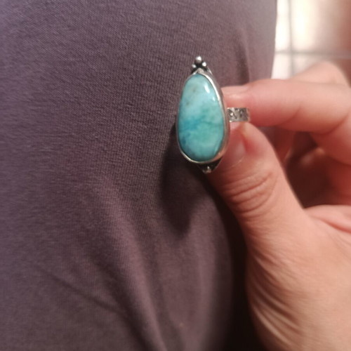 Stone ring new with vivid turquoise stone made in Spain