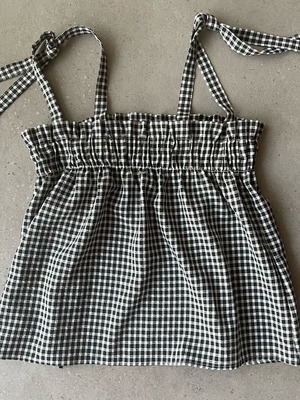 Women's checked top unused, wide fit, tie straps, H&M size S