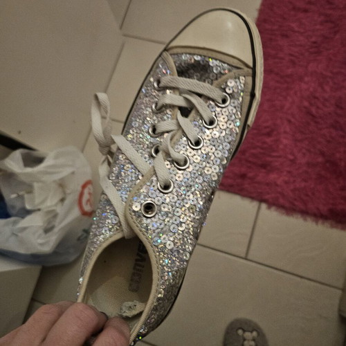 Converse sneakers size 38 like new with silver sequins