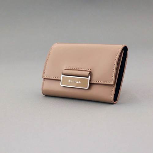 By Far women's wallet new, beige, genuine leather