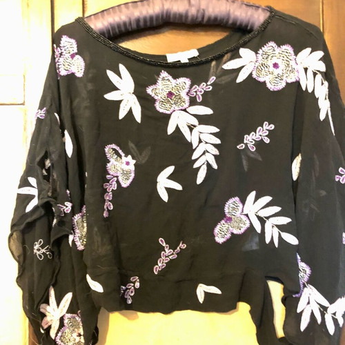 Vintage Sheer Silk Top with Handmade Embroidery JFW like new