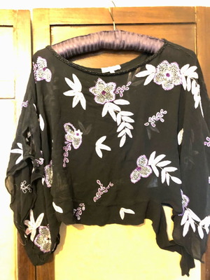 Vintage Sheer Silk Top with Handmade Embroidery JFW like new