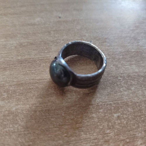 Unisex Handmade 925 Silver Ring with Hematite, 14g