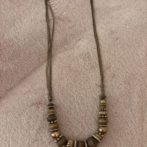 Boho Long Necklace with Copper and Wooden Beads New