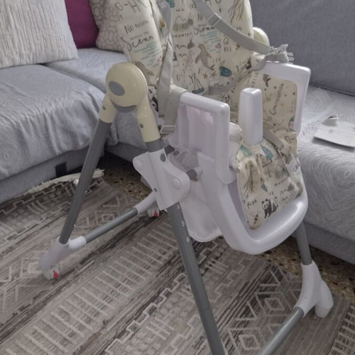 Mamas and Papas Snax highchair used with adjustable levels and foldable design