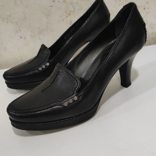 Sergio Rossi women's high heel shoes, black leather, size 37
