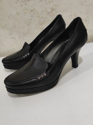 Sergio Rossi women's high heel shoes, black leather, size 37