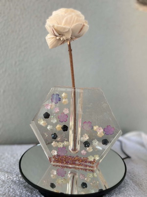 Epoxy Resin Handmade Vase with Crystal Shine, Made to Order