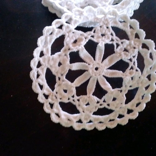 Handmade knitted coasters set of 6, new with butterfly lace