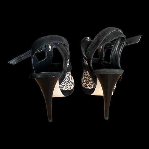 Pargiana handmade high heel sandals new, leopard strap