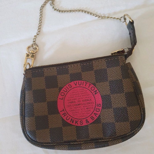 Clutch bag used brown and red