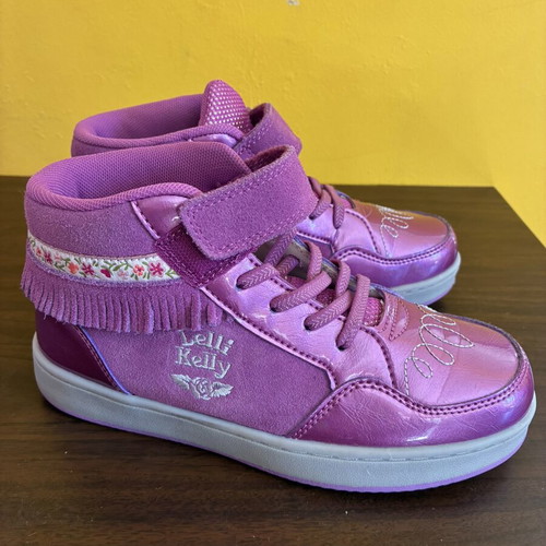Lelli Kelly Girls Pink Metallic High Top Sneakers EU 35