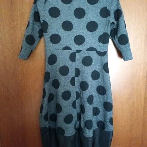Women's polka dot dress used, black and gray, 3/4 sleeve