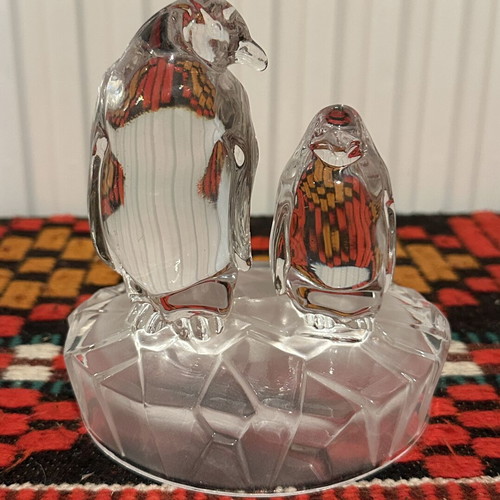 Handmade Italian vintage penguin crystal statue 1980