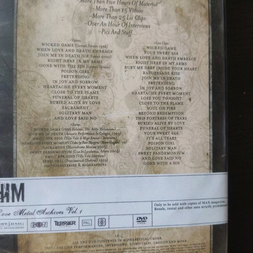 HIM CD DVD video clip used Love Metal Archives Vol.1