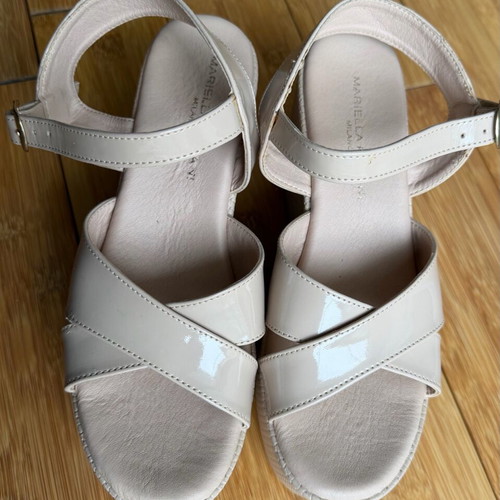 Mariella Fabiani platform sandals beige size 36 like new
