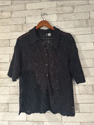 Black crochet top H&M like new, cotton knit, size M