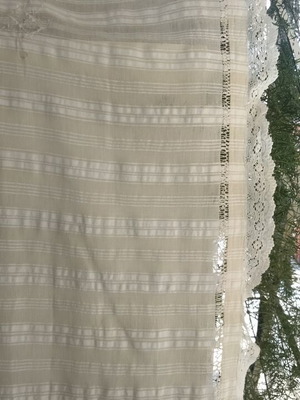 Handwoven Greek Loom Textile with Embroidery and Lace in Excellent Vintage Condition