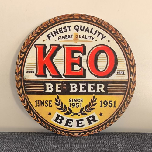 KEO Beer Promotional Set with Cap, Beanie and Retro Wall Sign