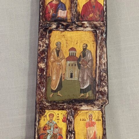 Wooden Religious Icon Composition 41x9 cm new