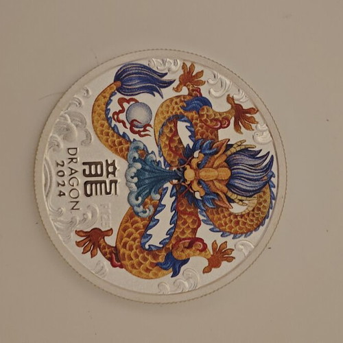Lunar Year of the Dragon 2024 1/2 oz Silver Coin like new