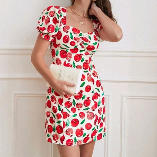 Shein dress new with tag, size L, white and red