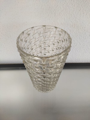 Glass vase transparent with embossed design new
